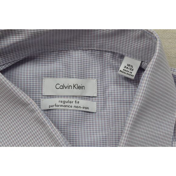 Calvin Klein Regular Fit Blue Performance Non-Iron Dress Shirt Size 18 34/35 - Picture 8 of 8